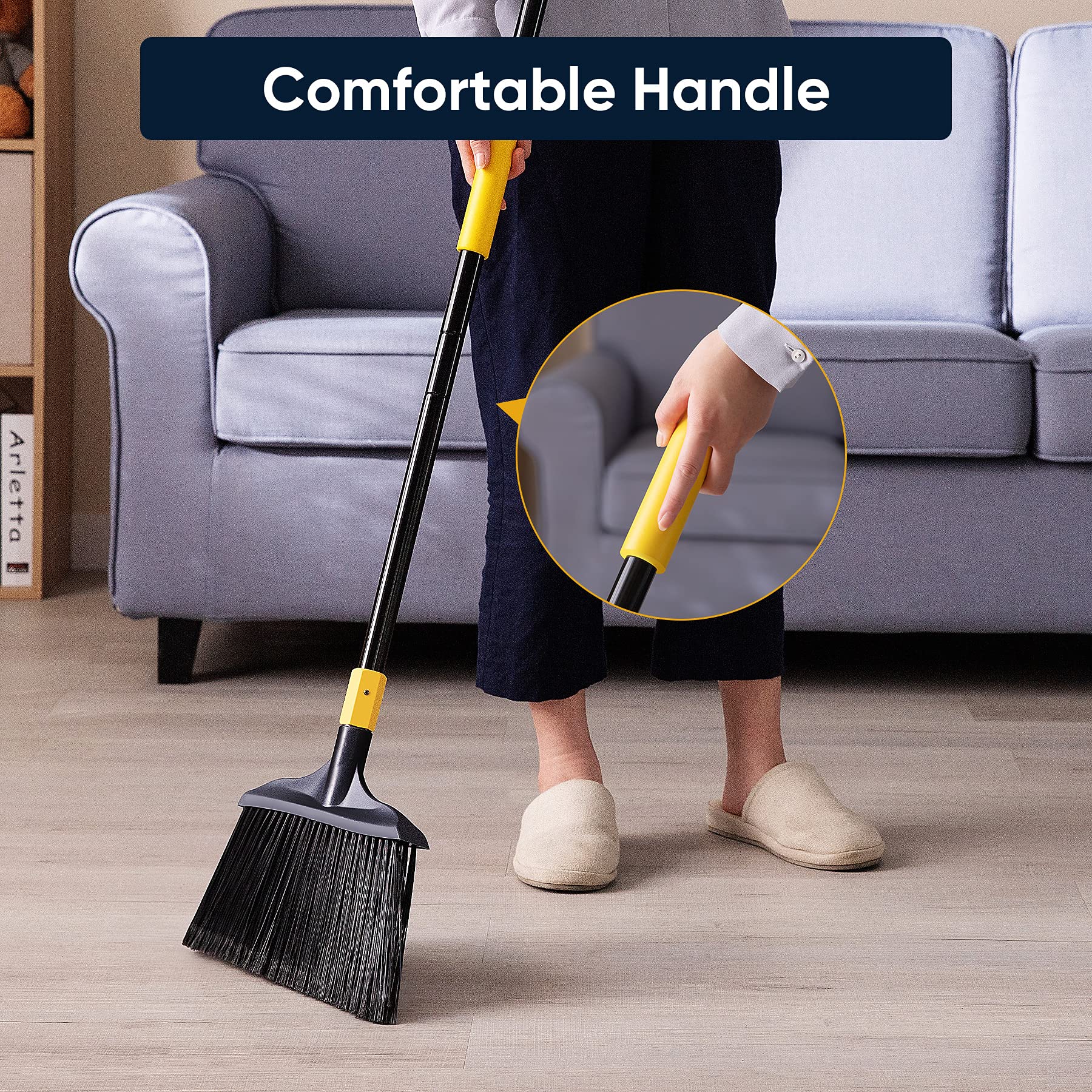 Yocada Heavy-Duty Broom Outdoor Commercial for Courtyard Garage Lobby Mall Market Floor Home Kitchen Room Office Pet Hair Rubbish 54Inch