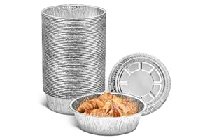 LEGLO 6'' Round Tin Foil Cake Pans - Round Cake Pan Baking Container Pack of 50 Foil Pan Aluminum Foil Pans Microwave Cooking