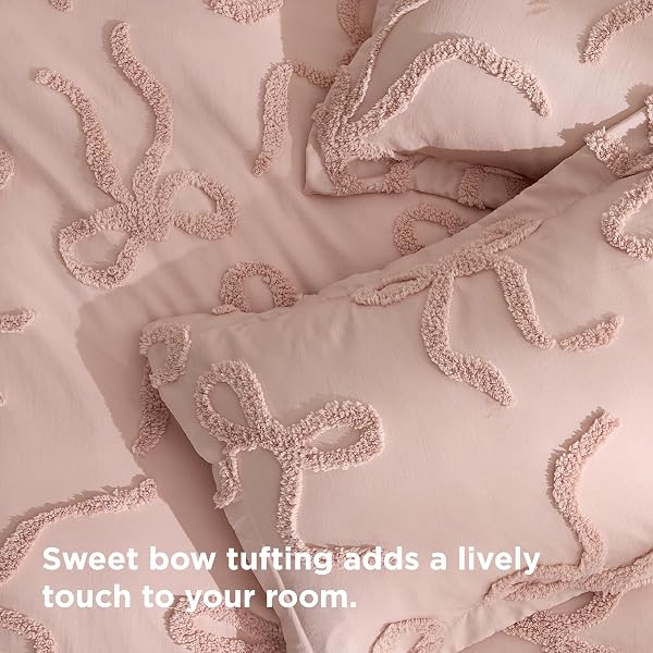BEDSURE BOHO DUVET COVER QUEEN SIZE – ROSE PINK TUFTED BOHO BEDDING, FARMHOUSE SHABBY CHIC EMBROIDERY BEDDING FOR ALL SEASONS, 3 PIECES, 1 SOFT JACQUARD QUEEN COMFORTER COVER AND 2 PILLOW SHAMS
