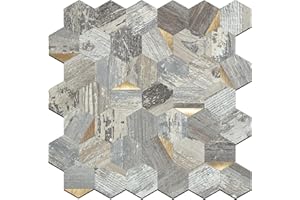 Midcard 10 Seamless Hexagonal Tiles with Peel and Stick Backsplash, PVC Mosaic Tiles for Kitchens and Bathrooms