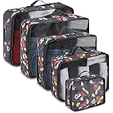 Disney Minnie Mickey Stitch Packing Cubes - Winnie the Pooh, Princess Cinderella, Cars, Toy Story 5 Piece Packing Cubes Compression - Travel Essential - Luggage Suitcase Organizer Set