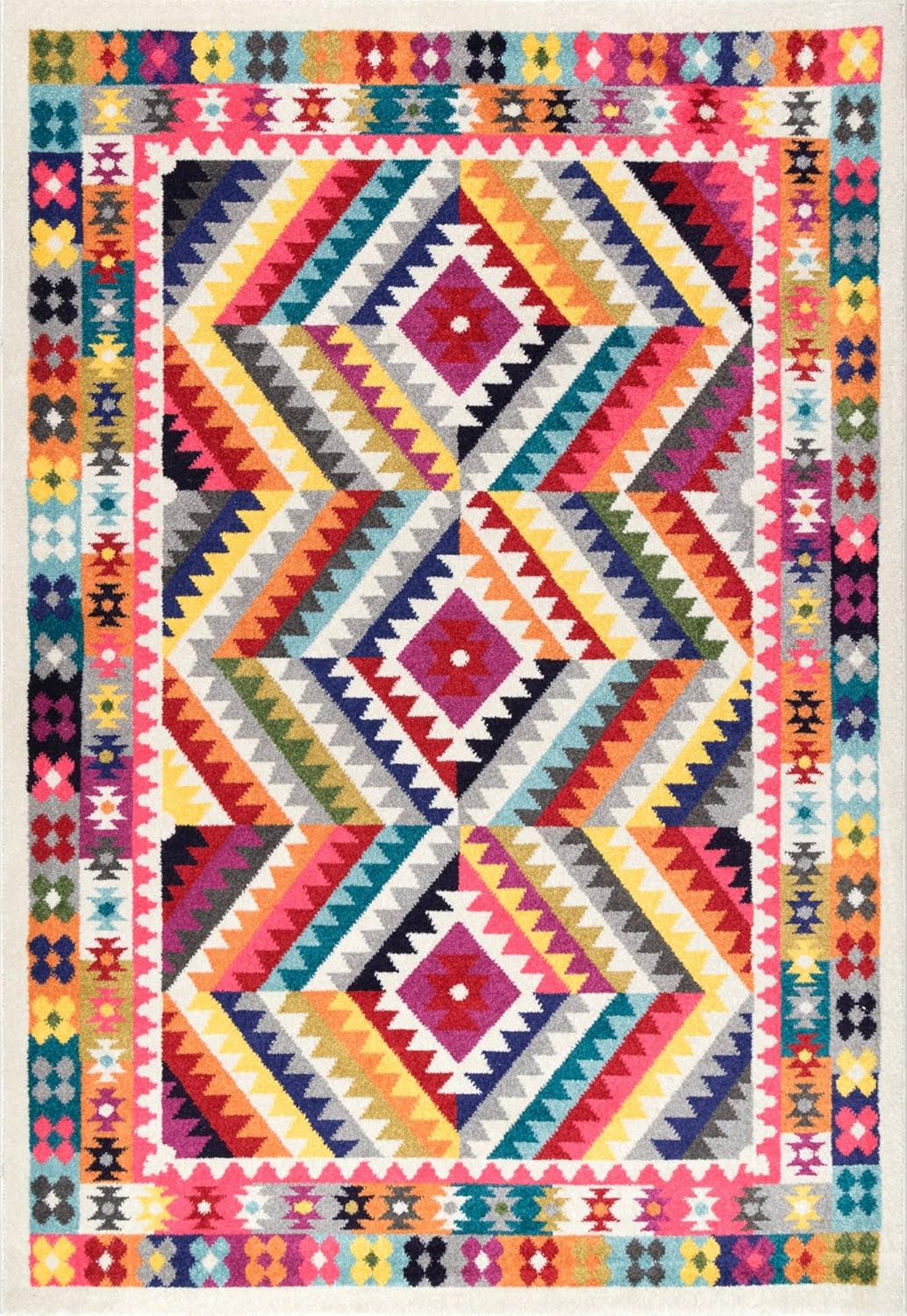 Colorful patterned rug.