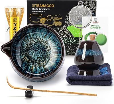 TEANAGOO 7-Piece Matcha Set Ceramic Bowl Whisk Chawan Chashaku Gift