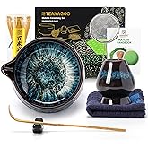 TEANAGOO Matcha Whisk Set, 7 Pcs Matcha Set Blue, Matcha Kit for Ceremony, Matcha Tea Set for Making Breakfast/Latte, Ceramic Matcha Bowl(chawan) whith Spout and Whisk, Gift for Friend/Family
