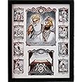 SANVIKA Gurunank dev ji and Guru gobind Singh ji with eight other guru's and gurugranth Sahib ji, A painting poster with frame, must for Sikh family home/office