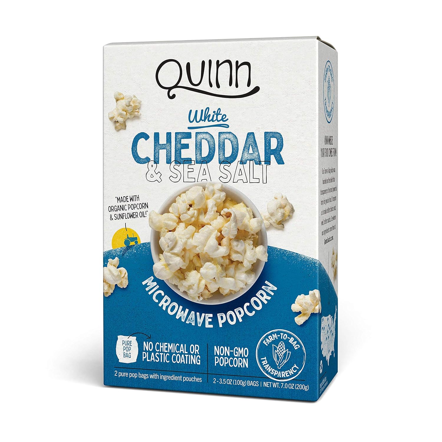 Quinn Snacks - Microondas palomitas de maíz Cheddar blanco y sal ...