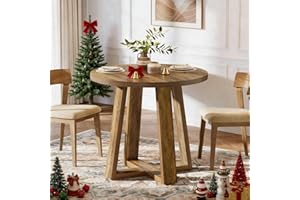 Tribesigns 31.5" Small Round Dining Table for 2-4 People, Farmhouse Kitchen Table for Dining Room, Kitchen, Apartment, Small 