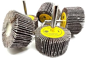 Pro-Graad SuperGrindz 5 Pack 2" x 1" x 1/4" 80 Grit Aluminum Oxide Shank Mounted Abrasive Flap Wheels, Ideal for Metal, Wood, Grinding, Blending, Polishing, Rust & Paint Removal