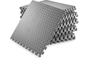 Philosophy Gym Pack of 30 Exercise Flooring Mats - 24 x 24 Inch Foam Rubber Interlocking Puzzle Floor Tiles - Gray