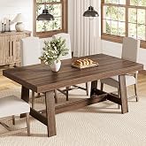 IRONCK 71" Farmhouse Dining Table for 6-8, Walnut | Wood Kitchen Table with Heavy Duty Legs, Rectangular Dining Room Table for Kitchen