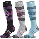 Welwoos 3 Pairs Merino Wool Ski Socks for Womens Mens Thermal Winter Warm Thick Knee High Socks for Skiing Snowboarding