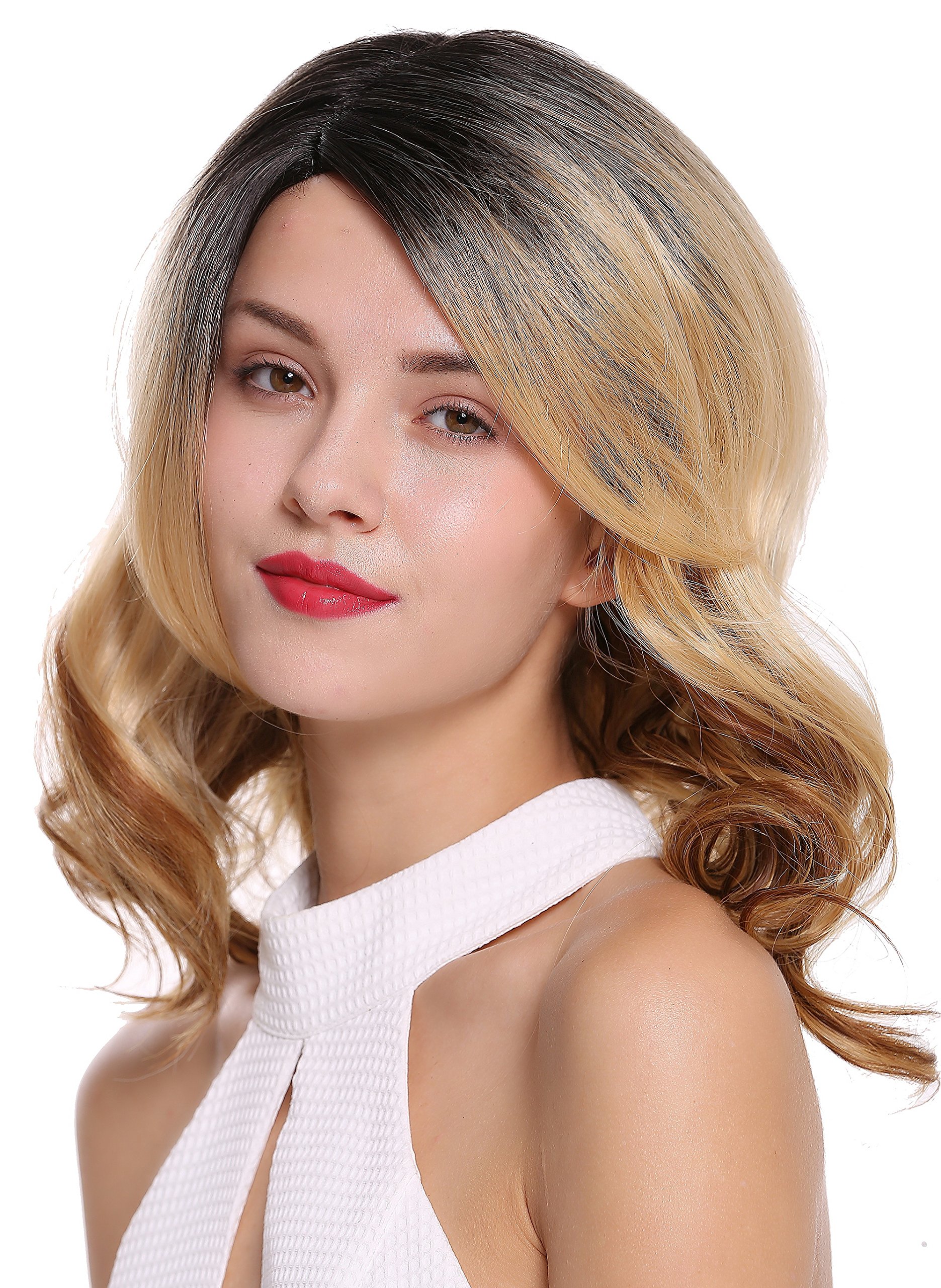 WIG ME UP - DW2735 Quality women's wig partial monofilament parting wavy ombre black blonde copper