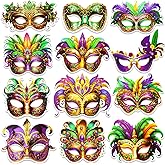 Qpout Mardi Gras Paper Masks Carnival Parade Photo Booth Props Masquerade Face Masks Women Man Costume Party Favors