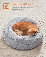 Feandrea Fluffy Dog Bed Ombre Grey 60 cm Doughnut Cushion view 9