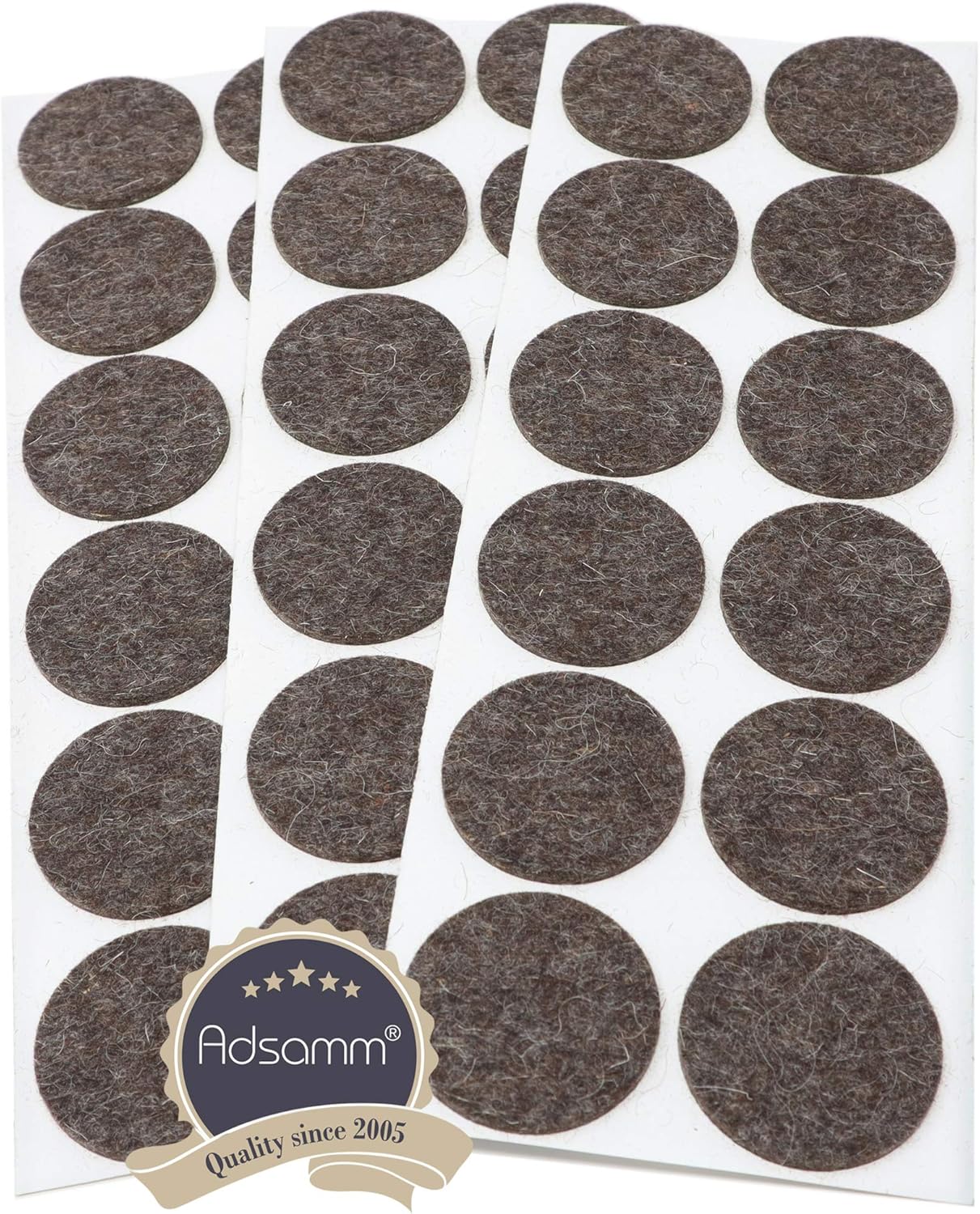 Adsamm® / 36 x self-adhesive wool felt pads / brown / diameter 40 mm / round / 3 mm thick extra soft natural stick-on felt furniture glides / furniture protective pads - Image 4