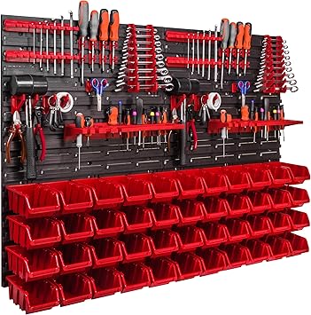 Storage System Wall Shelf 1152 X 780 Mm Tool Holders 44 Pcs Stacking Boxes Storage Shelves Storage Boxes Extra Strong Wall Shelves Expandable Workshop Shelving Workshop Shelf Amazon Co Uk Diy Tools