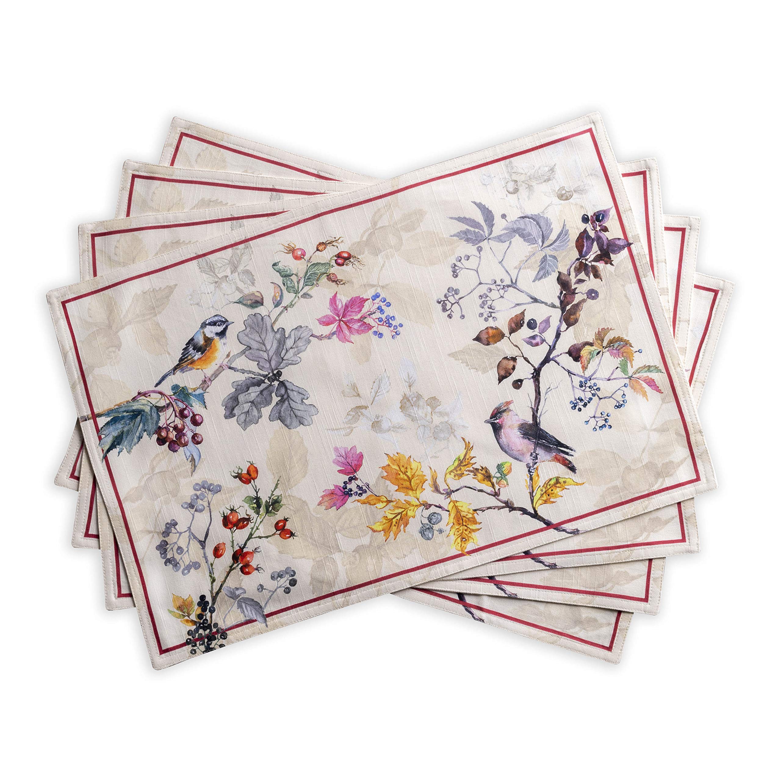 Maison d' Hermine Placemats Set of 4 100% Cotton Washable Cloth Place Mats, Reusable Table Mats for Christmas Decorations Kitchen Dining Party Wedding Restaurant (Equinoxe - Beige, 33 CM x 48 CM)