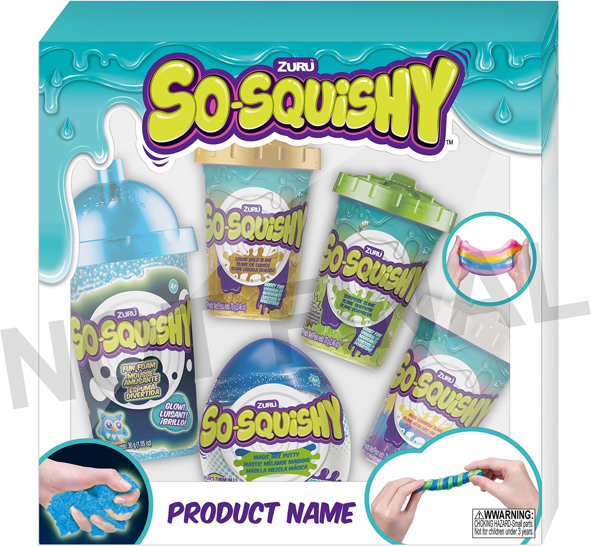 ZURU So-Squishy Non-Stick Foam Putty Slime CPSC Approved (5 Pack Assortment) (Brown Mailer-Box Packaging)