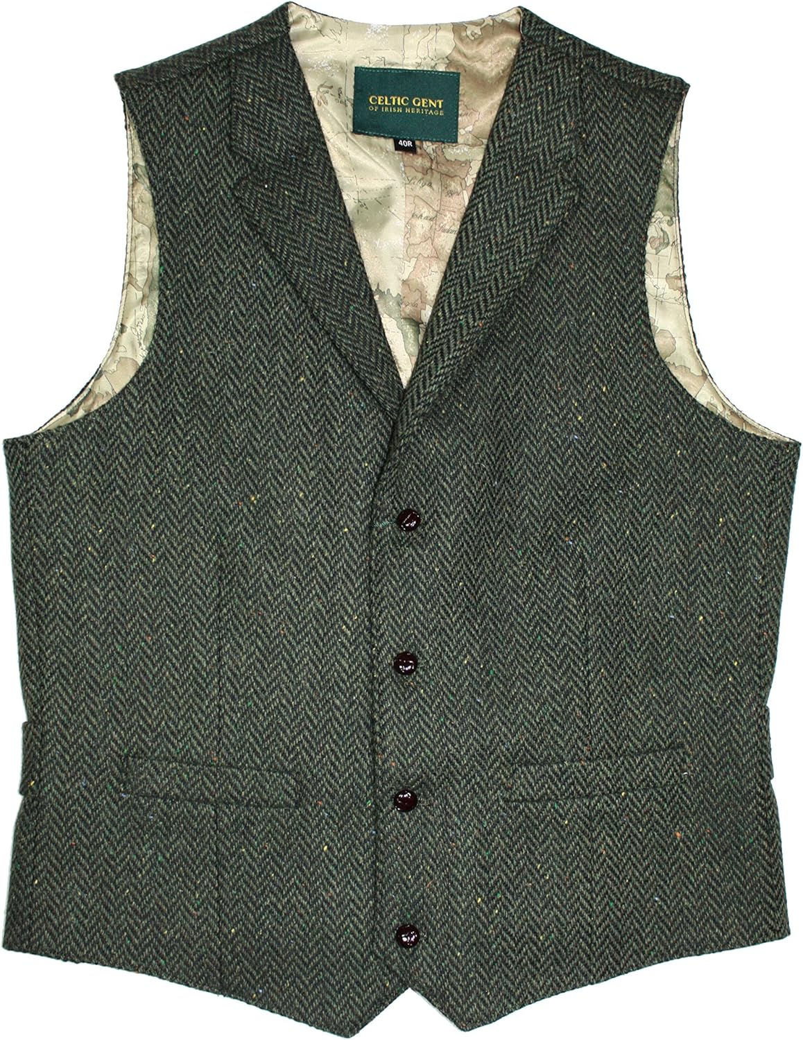 Men's Traditional Irish Full Back Wool Blend Pearse Tweed Vest or Waistcoat Green Amazon.co