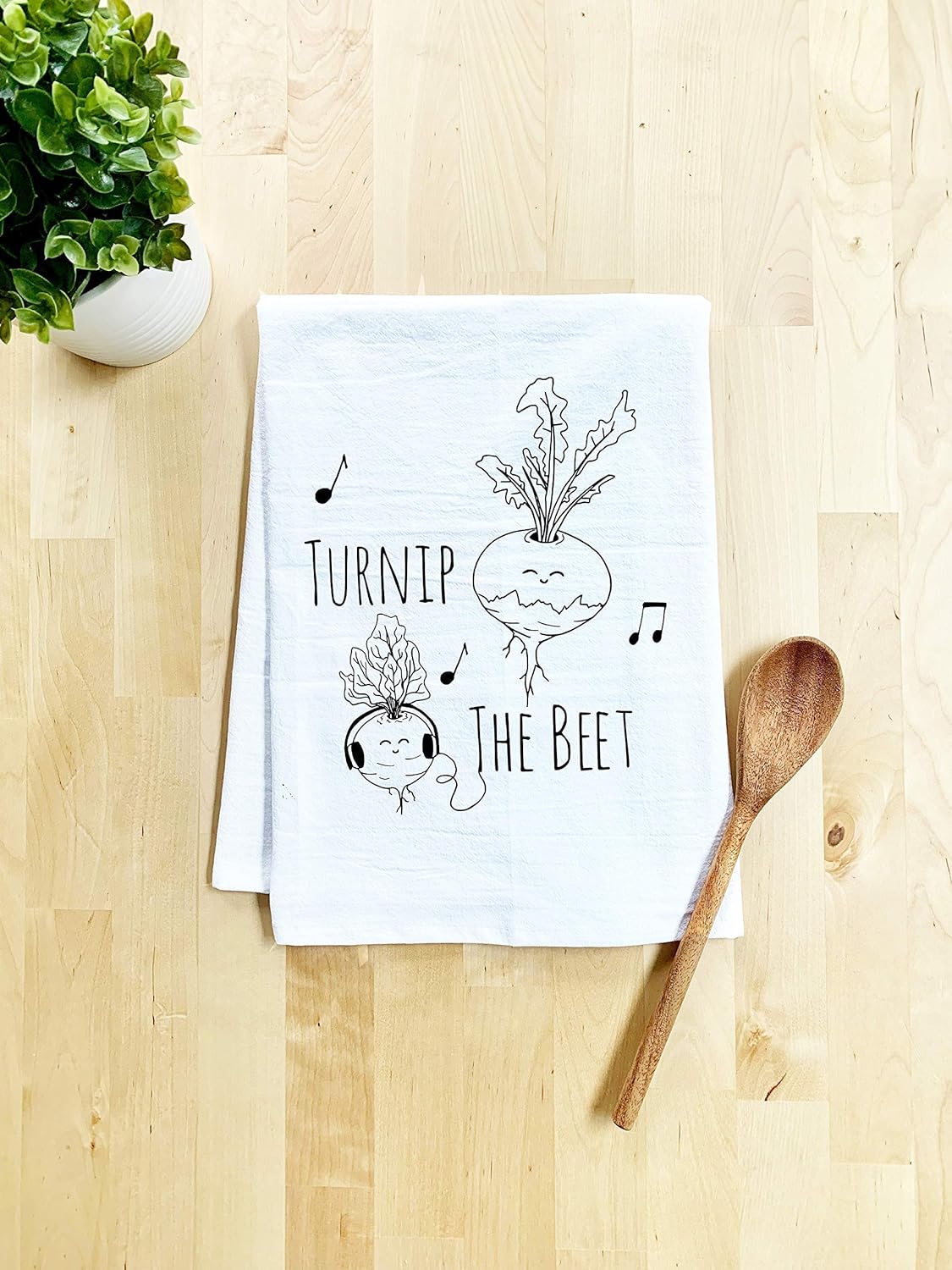 Funny Dish Towel, Turnip The Beet, Flour Sack Kitchen Towel, Sweet Housewarming Gift, Farmhouse Kitchen Decor, White