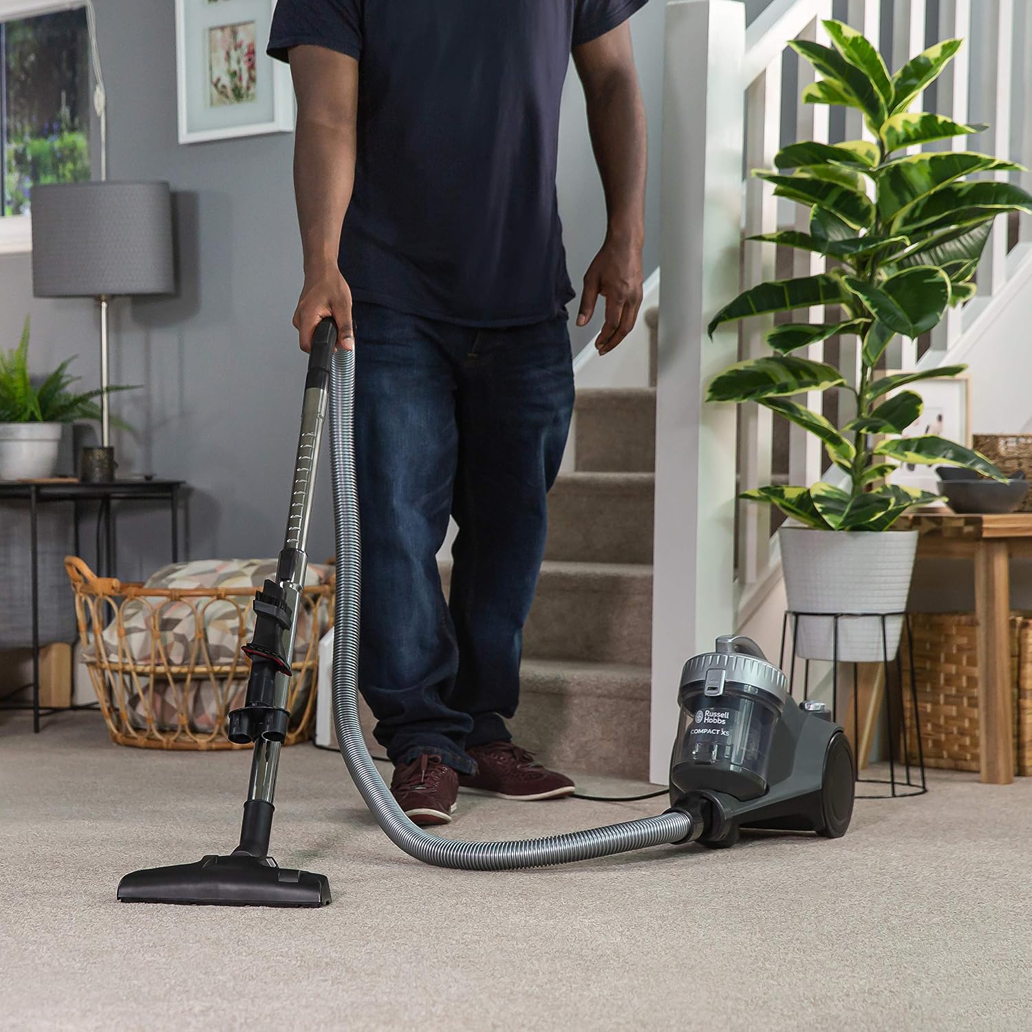Russell Hobbs® Compact XS Bagless Cylinder Vacuum Cleaner Lightweight 700W, 1.5L, Grey & Silver, Triple Filtration - Image 5