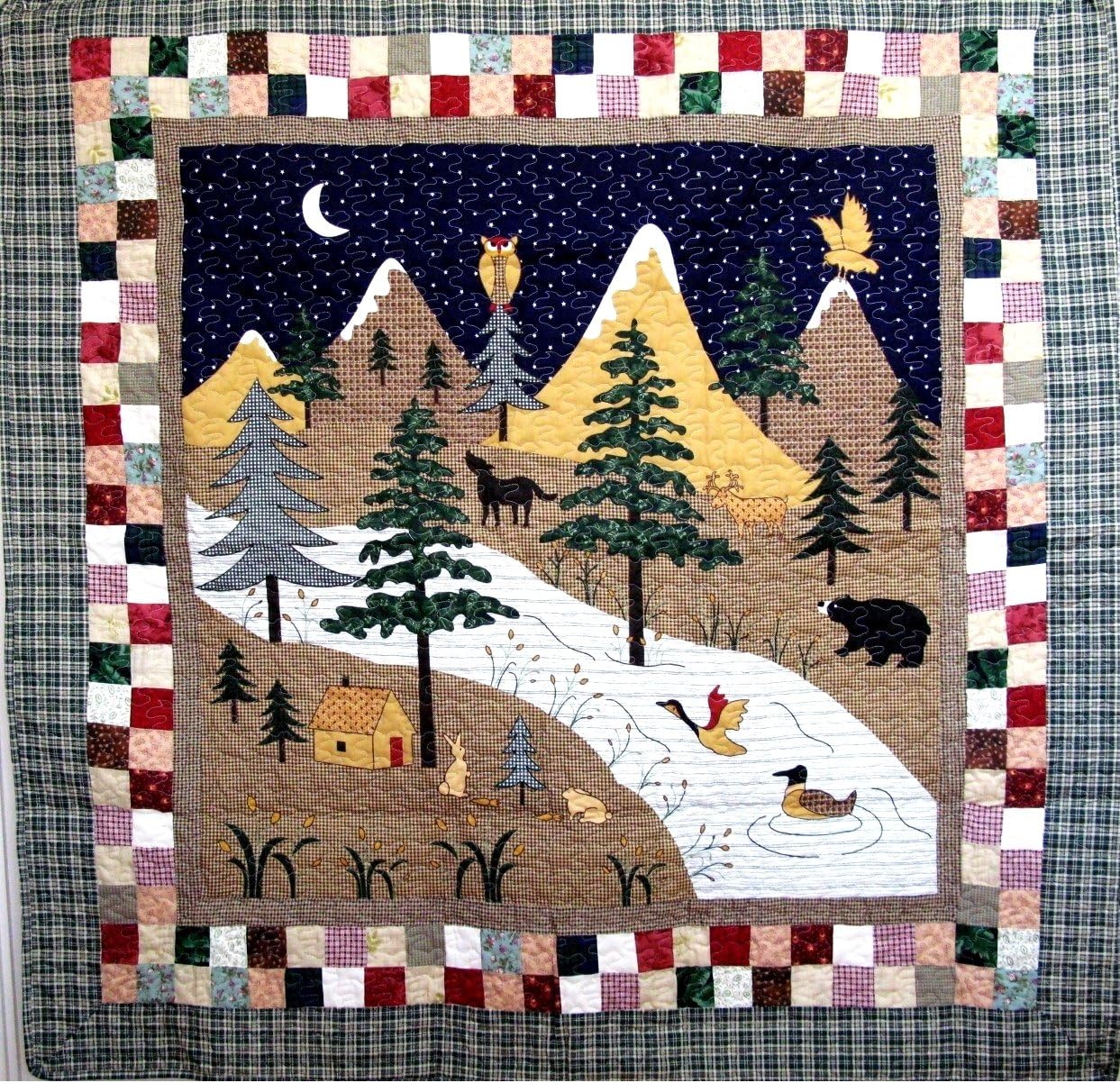 60" x 60"" Scenic Mountain Lodge Wall Hanging/Lap Quilt
