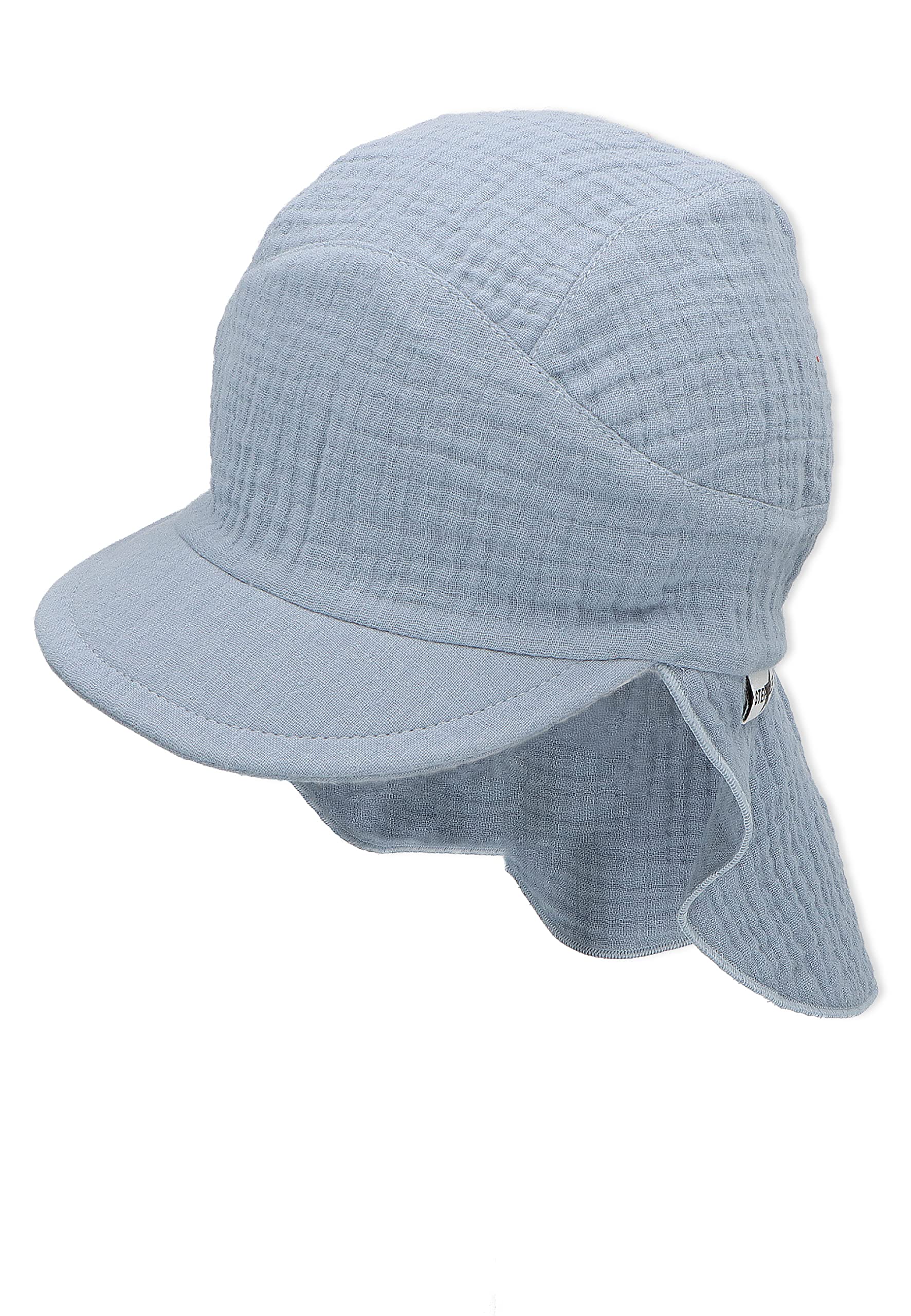 Sterntaler Schirmmütze mit Nackenschutz Musselin Sun Hat, Hellblau, 49