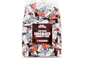 BUHA SWEETS Zero Sugar Chocolate Candy Mix - 1 Pound Bulk Individually Wrapped Assorted Sugar Free Chocolates Candy Variety Pack for Parties, Snacks & Treats