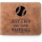 TZYTHT Baseball Lover Gift,Leather Wallet for Men,Engraved Personalized Leather Wallet,Theme Wallet for Player Boys Young Men Birthday Graduation Gifts (Baseball)