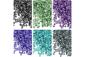uxcell 6 Colors Crushed Glass Chips, 1-4mm Irregular Glitter Metallic Glass for Craft DIY Jewelry Vase Filler Epoxy Resin Dec