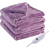 Eydna Electric Heated Blanket Full Size 72"x84",Fast Heating, Soft Plush Microplush for Bed & Couch, 10 Hours Auto Off 5 Heating Levels, Machine Washable, Gifts for Grandma & Family-Light Purple