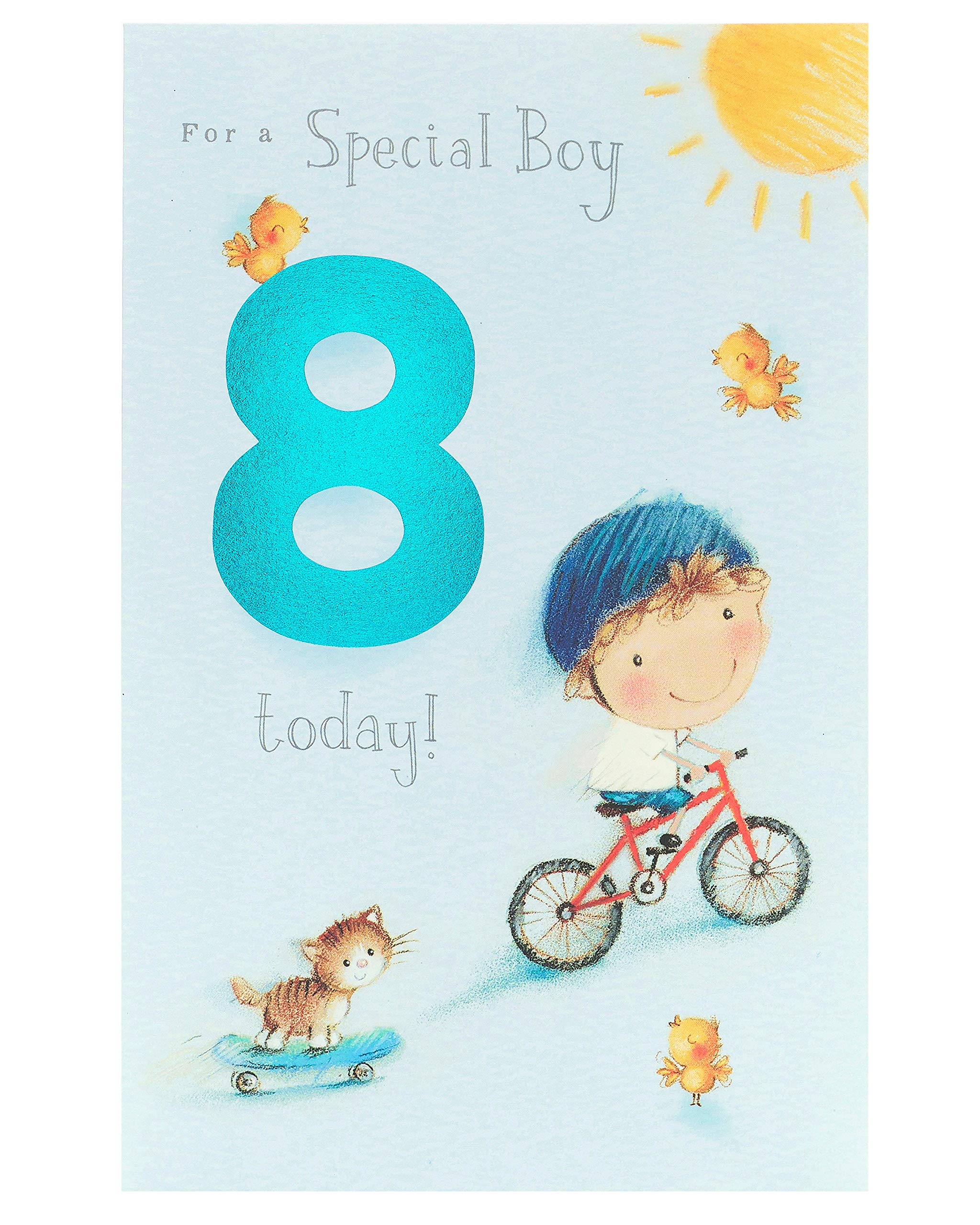 Thinking of You - Boy on His Bike Age 8 - Birthday Card