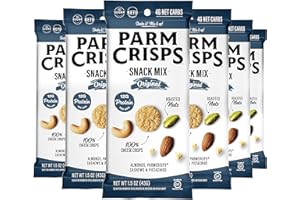 ParmCrisps Snack Mix – Original Cheese Parm Crisps and Nuts Snack, Made Simply with 100% Cheese Crisps, Almonds, Cashews, and Pistachios | Healthy High-Protein On-the-Go Snack, Low Carb, Gluten Free, Low Sugar | 1.5 oz (Pack of 6)