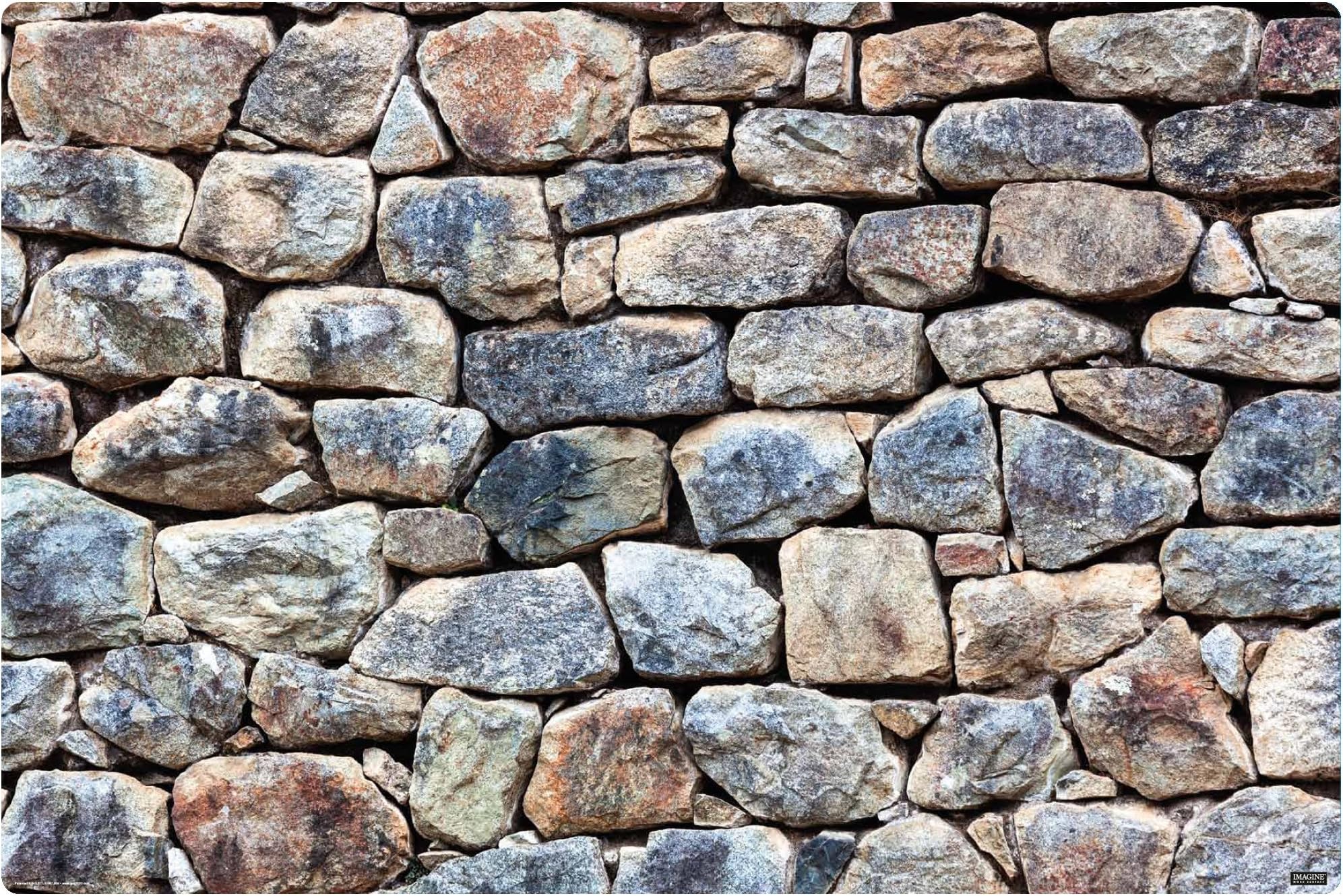 IMAGINE WORK SURFACE Huge Ultra-Thin 24" x 36" Non-Slip Desk Pad Made in USA - Stone Wall - Machu Picchu