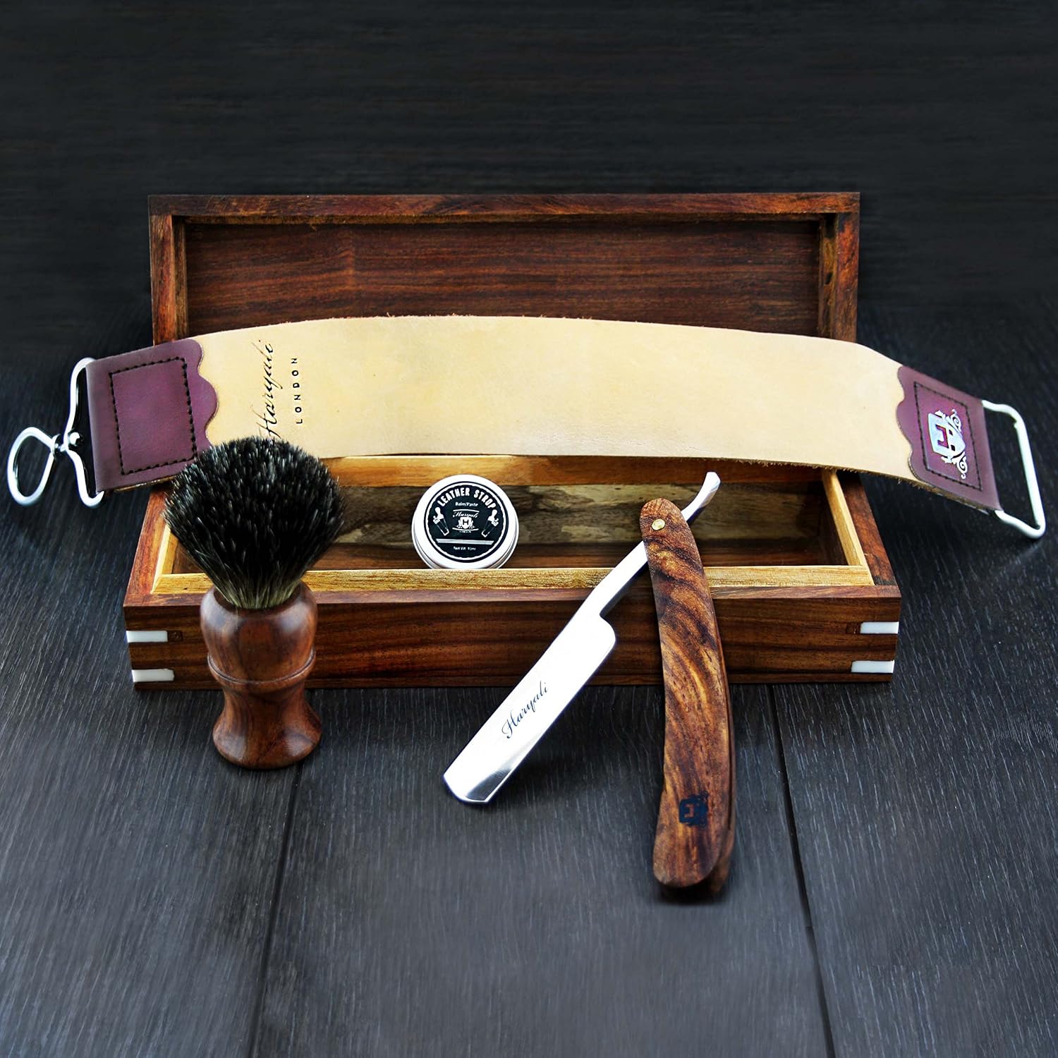 Hand Assembled Classic Collection Vintage Barber Salon Wooden Box Straight Cut Throat Wooden Shaving Razor - Image 3