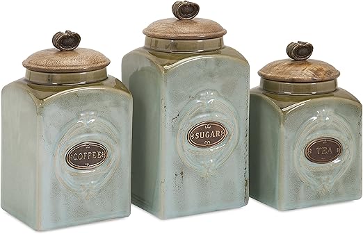 Amazon Com Imax 73327 3 Addison Ceramic Canisters Tea Coffee