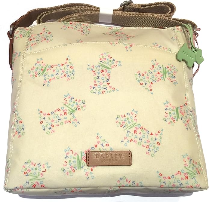 RADLEY New Oilskin Alphabetti Dog Medium Cross Body Bag in Ivory