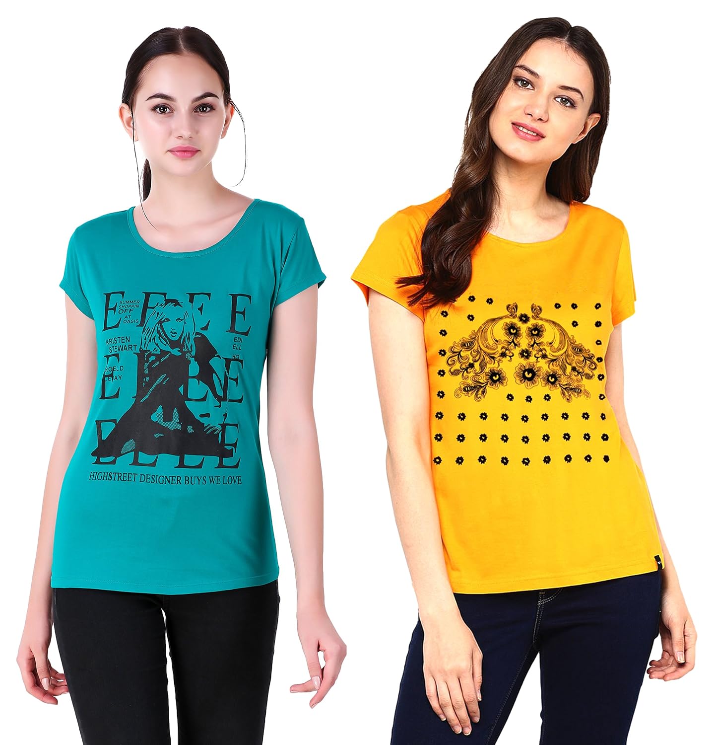 nivik women's printed cotton summer wear t-shirts combo