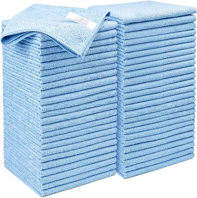 AIDEA Microfibre Cloth 50 Pack 30x30 cm Blue Lint Free Streak Free