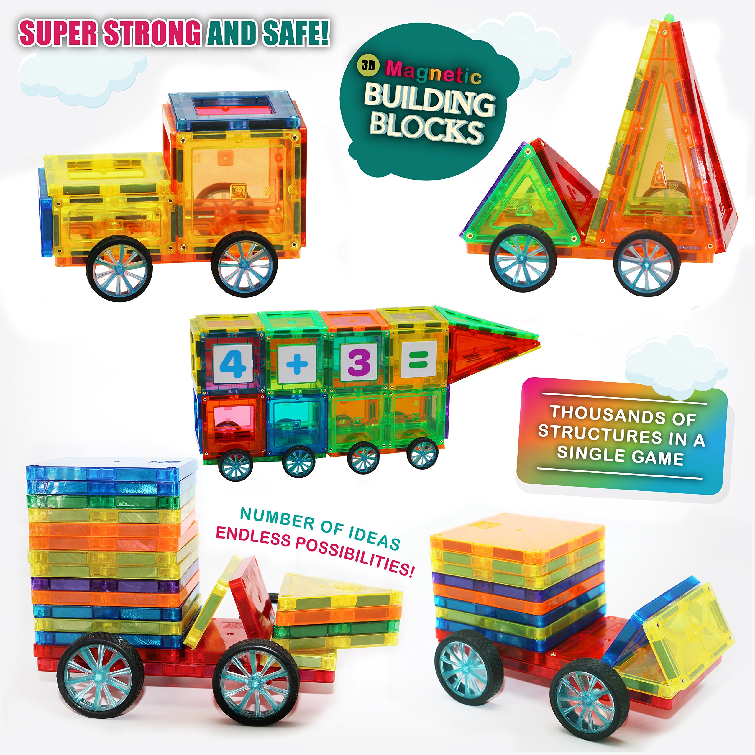 Blocks 82 Piece Set Tiles For Kids, With Strong