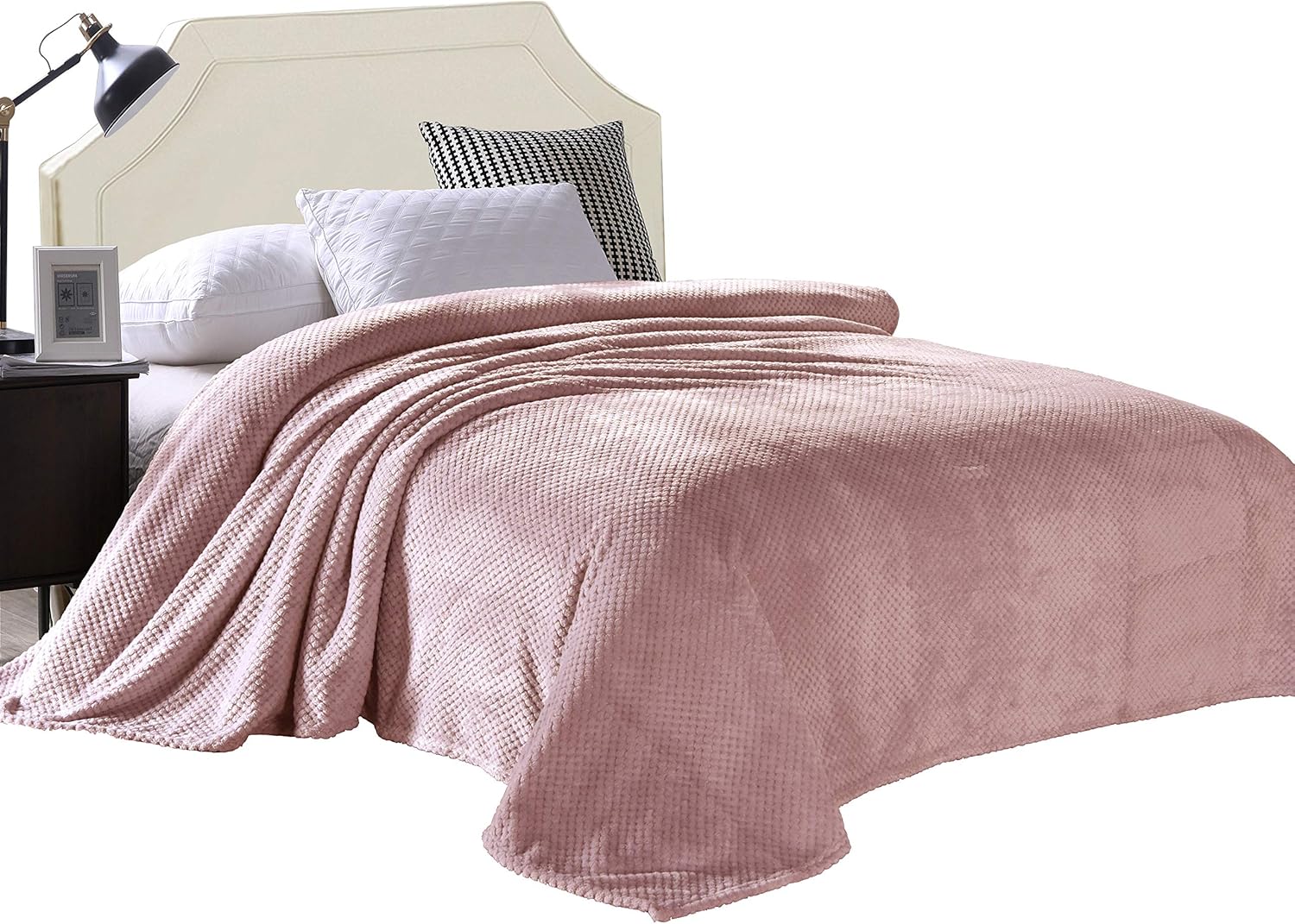 Exclusivo Mezcla Queen Size Waffle Flannel Fleece Bed Blanket as Bedspread/Coverlet/Bed Cover/Bed Sheets (90" x 90", Pink) - Soft, Lightweight, Warm and Cozy: Home & Kitchen
