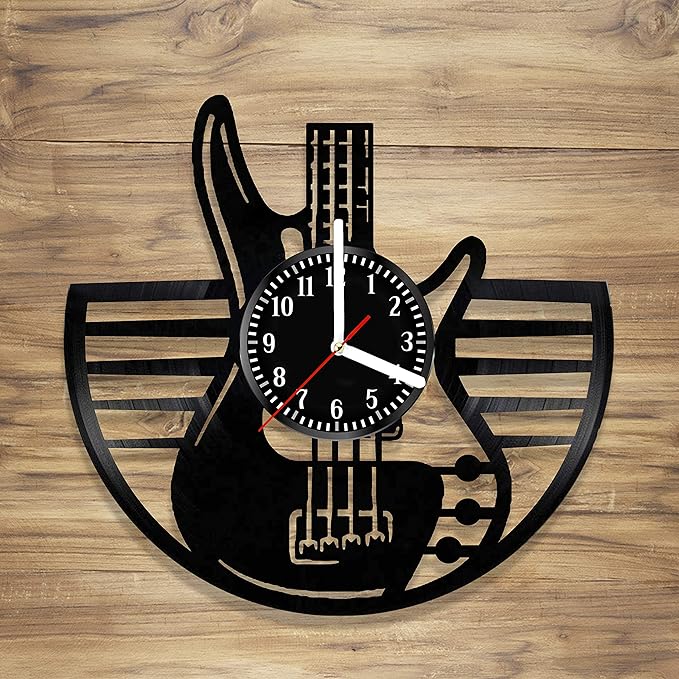 DecorArt Studio Guitar Vinyl Record Wall Clock Electric Guitar Music