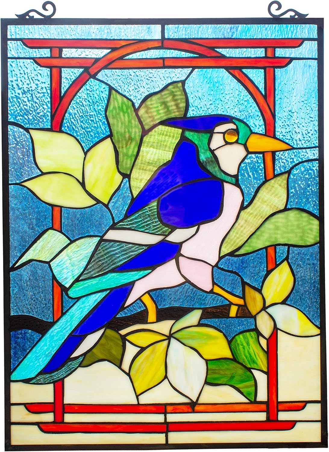 Tropical Bird Stained Glass Window Panel Suncatcher Multi