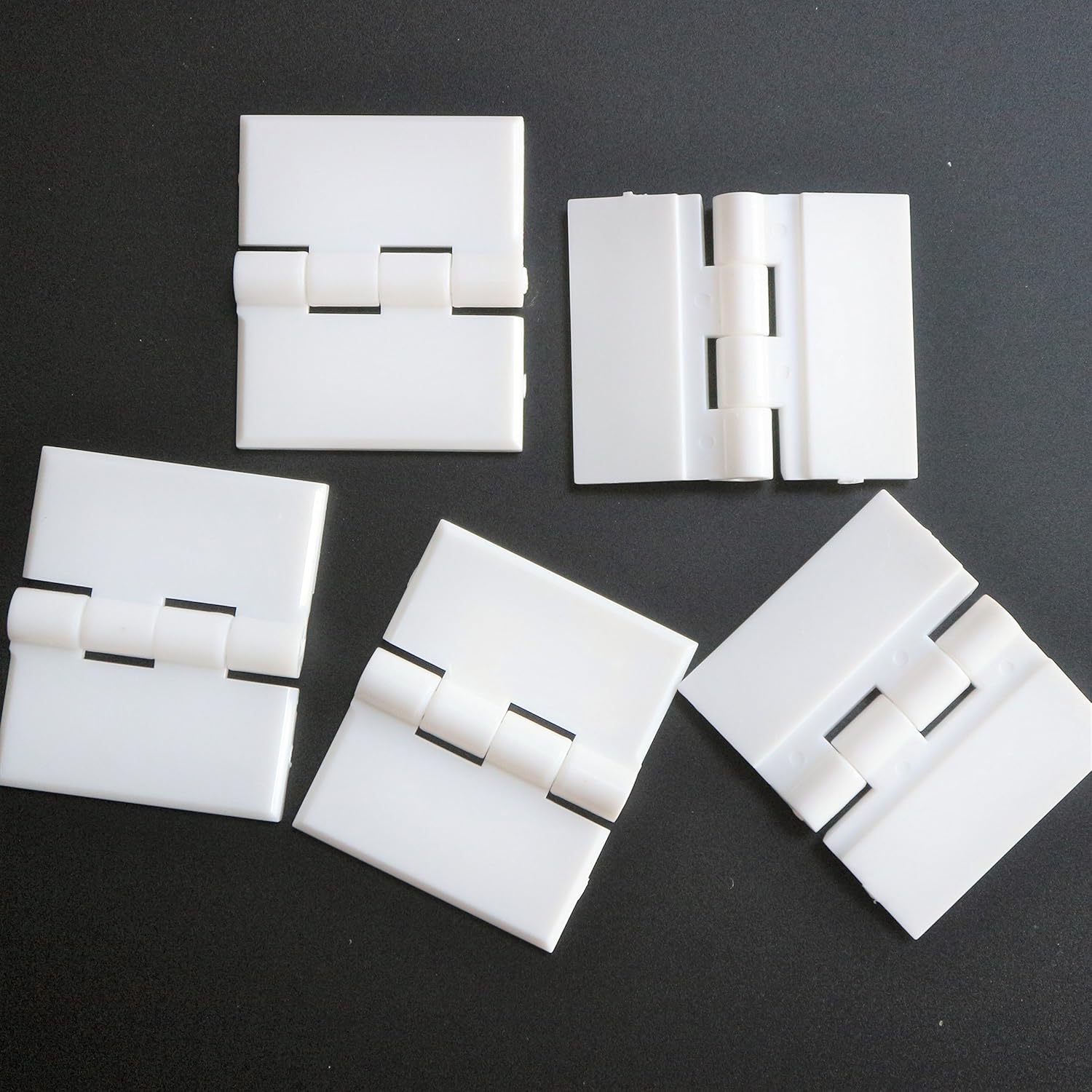 Pack of 5 x White Acrylic Hinges 32mm x 38mm White Hinges, Continuous