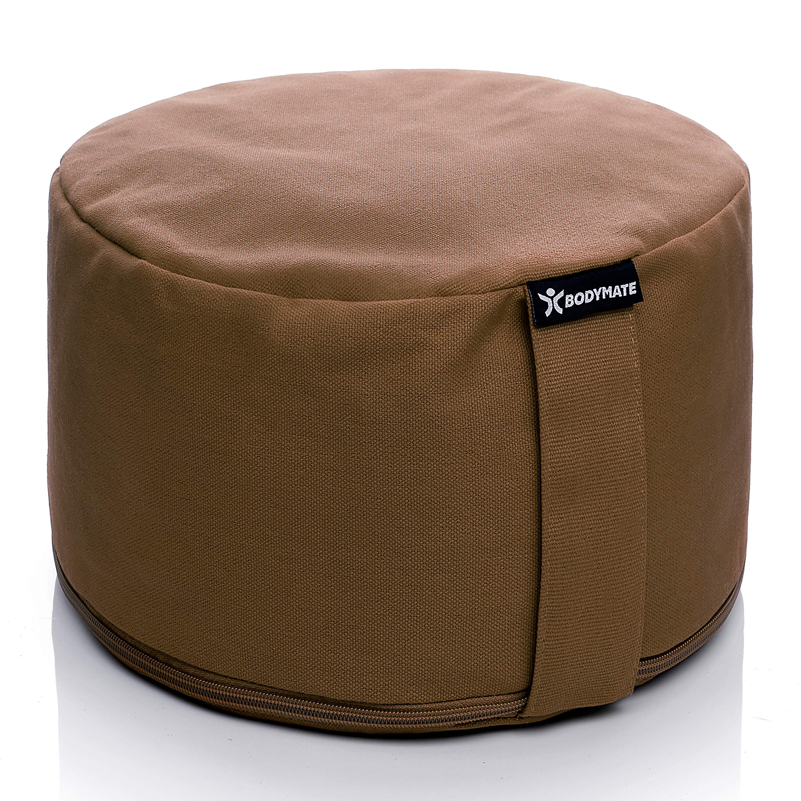 BODYMATE Extra high Meditation Cushion/Yoga Pillow Diameter 31cm Height 20cm – Removable washable 100% Cotton Cover - Inner cotton bag filled with buckwheat husks