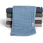 Gerber Baby Unisex Muslin Burp Cloths 6-Pack, Multi Blues Browns, Large Size 20" x 10"