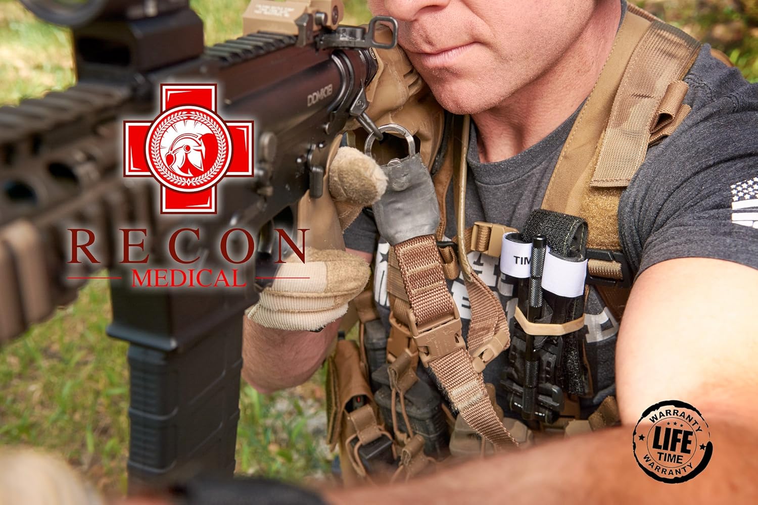 Recon Medical BLK-1PAK-FBA Tourniquet - (Black) Gen 3 Mil-Spec Kevlar Metal Windlass Aluminum First Aid Tactical Swat Medic Pre-Hospital Life Saving Hemorrhage Control Registration Card 1 Pack: Industrial & Scientific