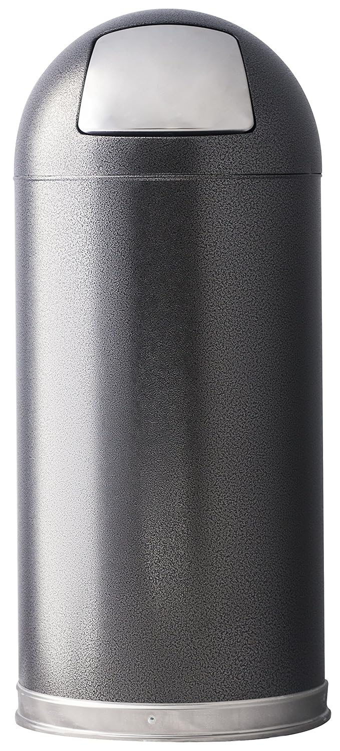 Witt Industries 15DTSVN Steel 15-Gallon Standard Dome Top Indoor Waste Receptacle with Galvanized Liner and Push Door, Round, 15" Diameter x 35" Height, Silver: Waste Bins: Industrial & Scientific