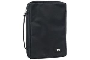 CHRISTIAN ART GIFTS Promo Poly-Canvas Bible / Book Cover w/Fish Applique (Medium, Black)