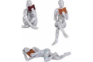 Dlfghos 3 Pieces Pulp Reading Women Figurine Thinker Statue Decor Modern Figurines Abstract Aesthetic Sculpture for Home Decoration Living Room Office Bookshelf Shelf Table